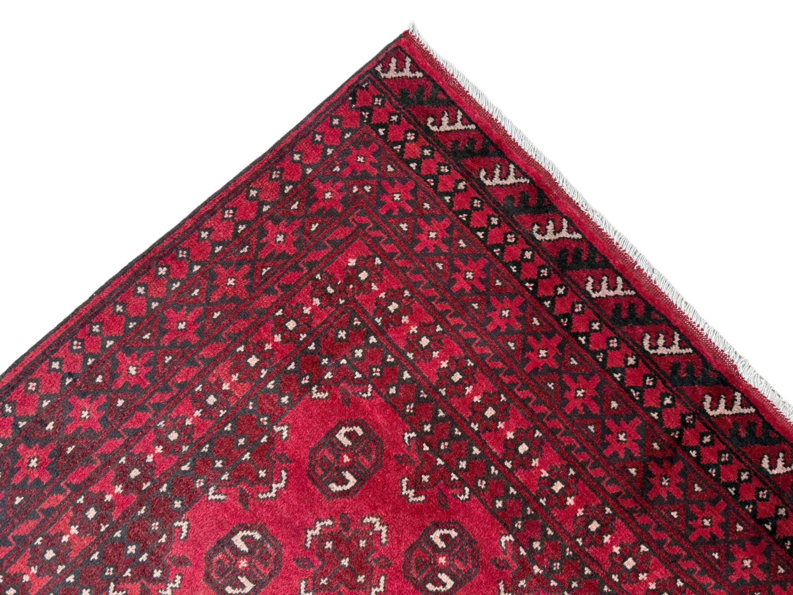 Red Afghan Carpet 204 x 151 CM - Image 3