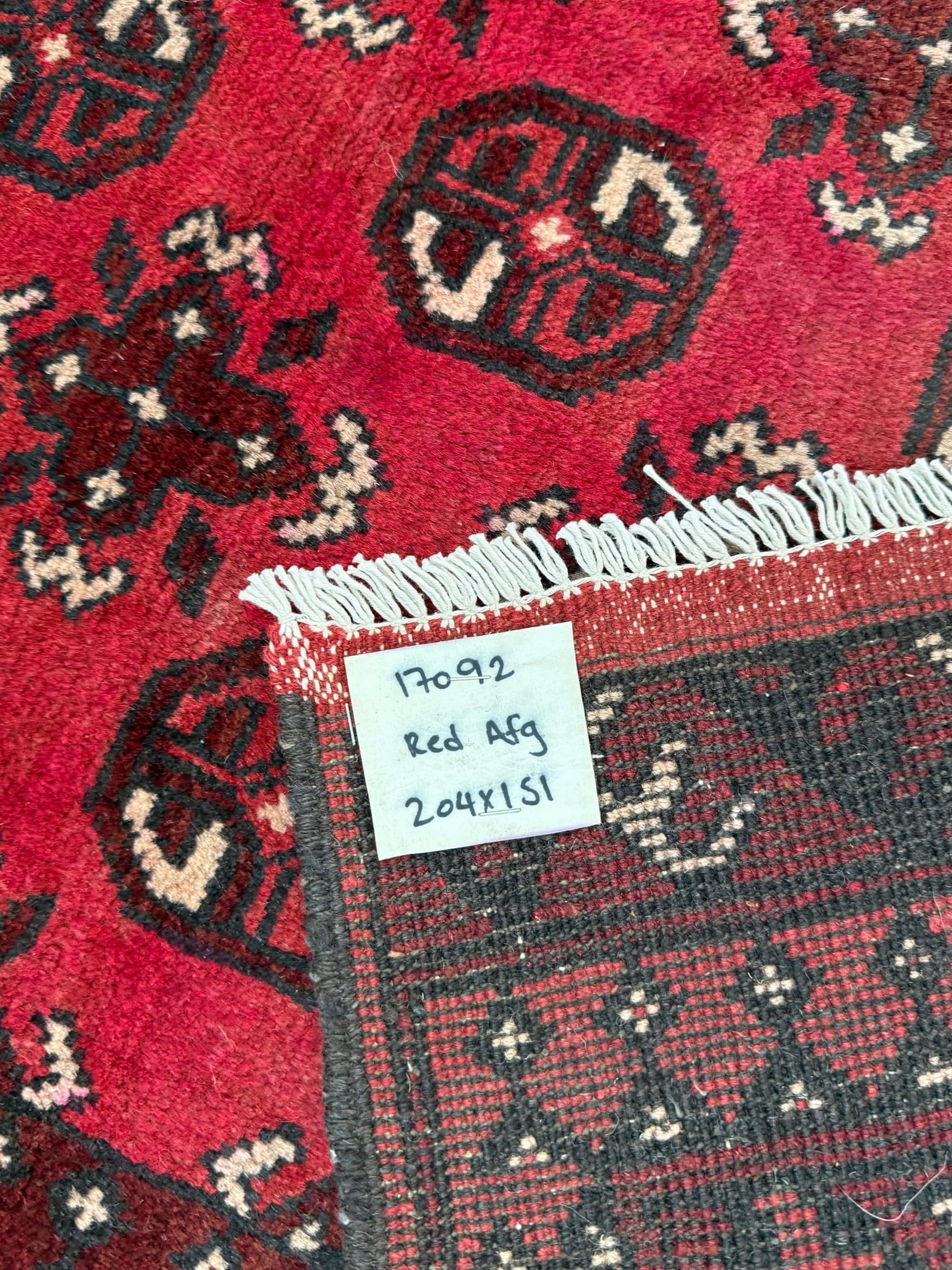 Red Afghan Carpet 204 x 151 CM - Image 4