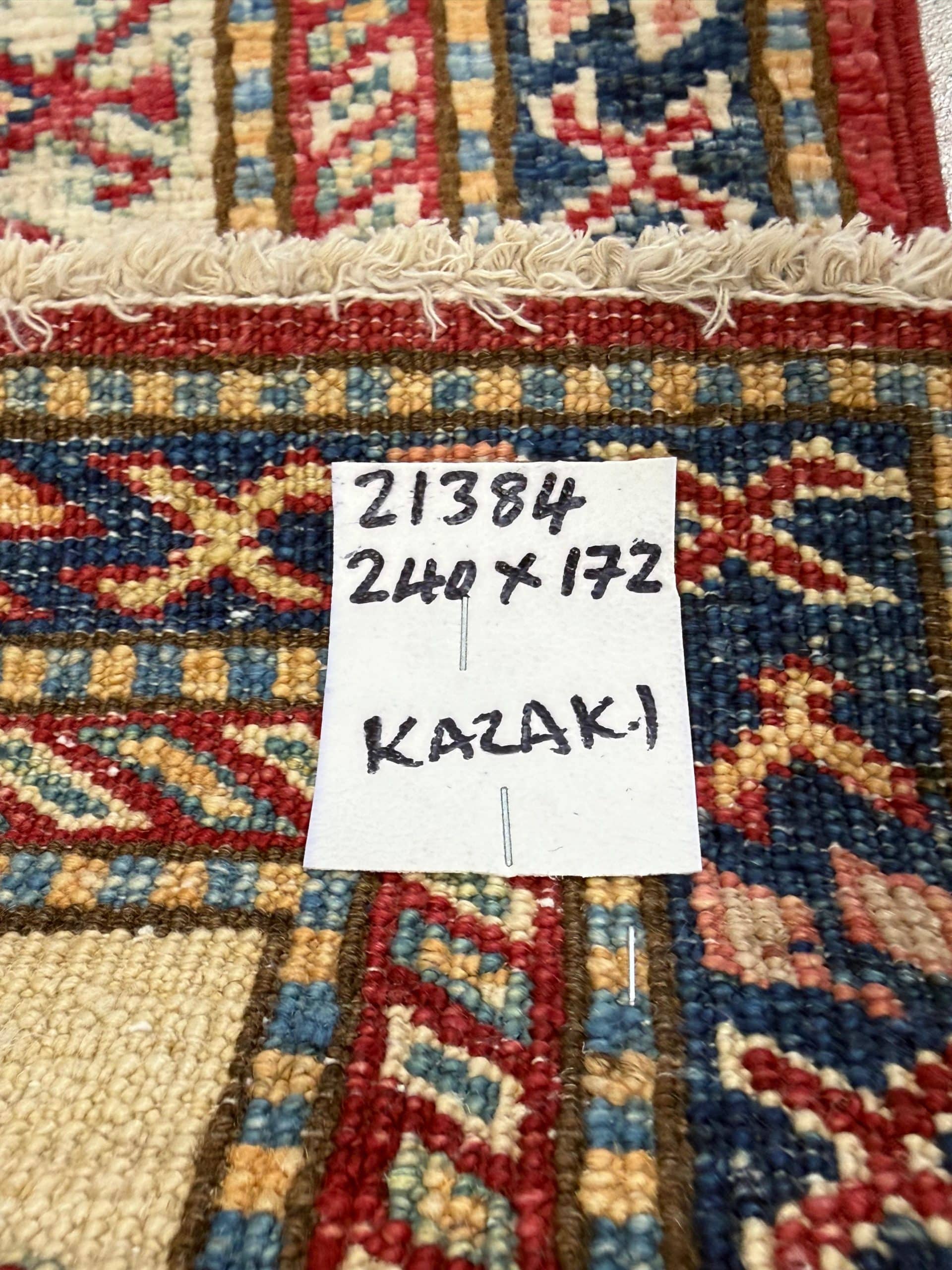 Handmade Persian Kazak Carpet 240 x 172 CM - Image 4