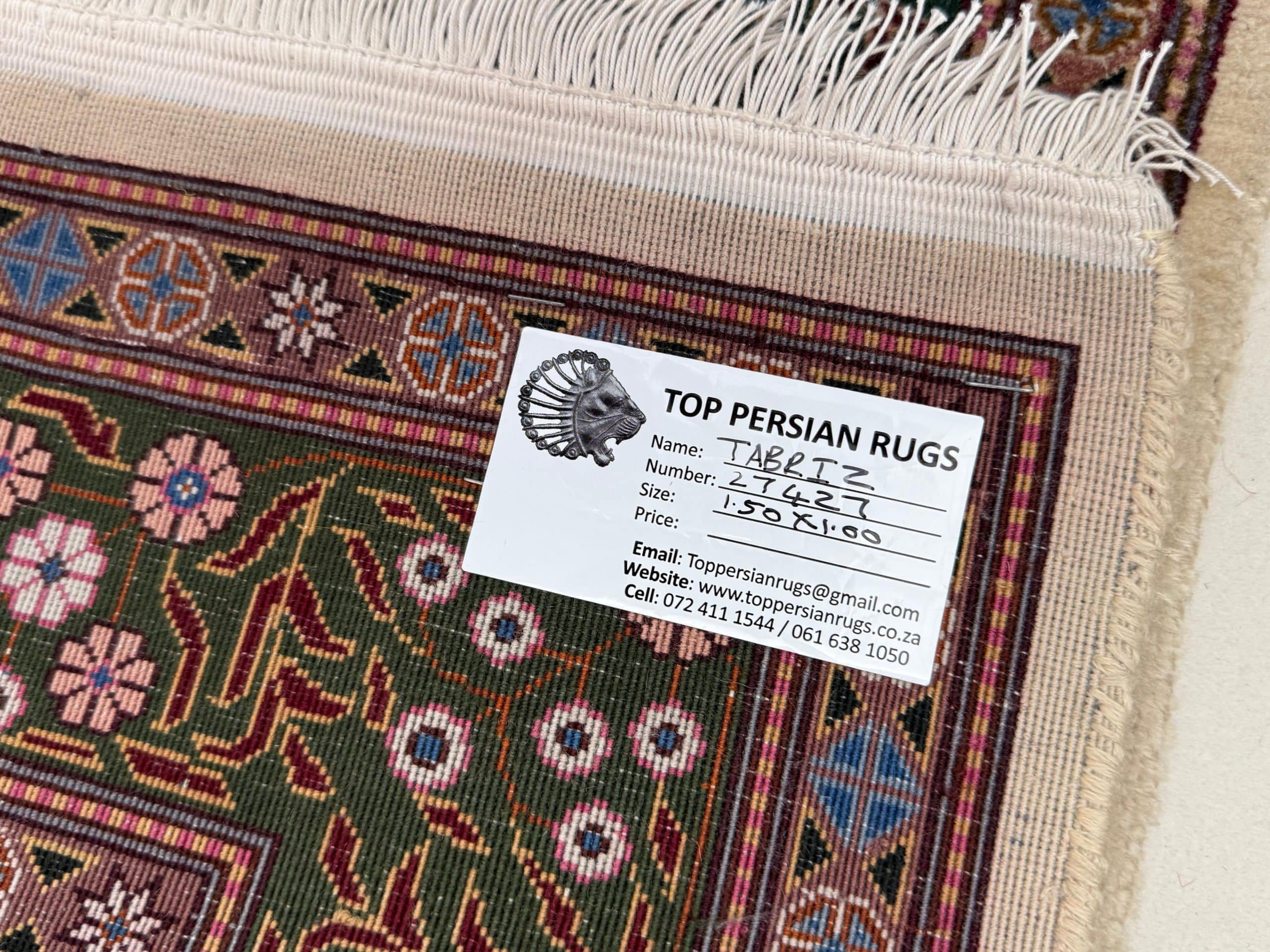 Green Tabriz Carpet 150 x 100 CM - Image 4