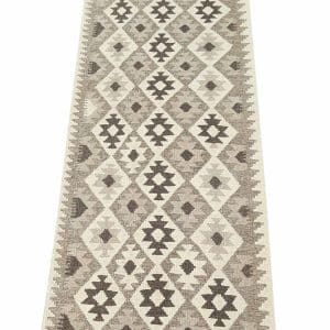 Charcoal Drift – Natural Kilim Runner 295 x 86 CM