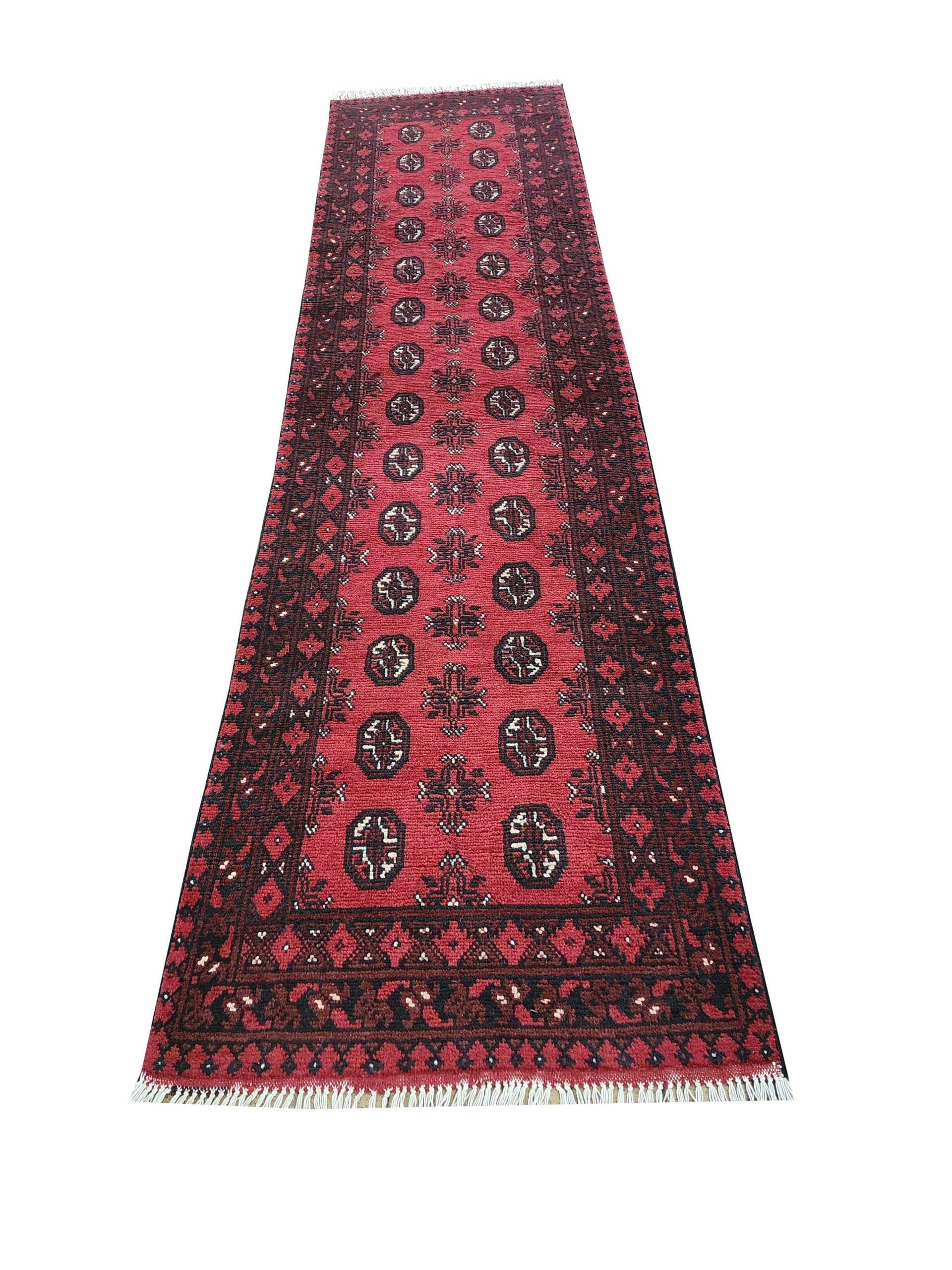 Red Afghan Runner 291 x 76 CM