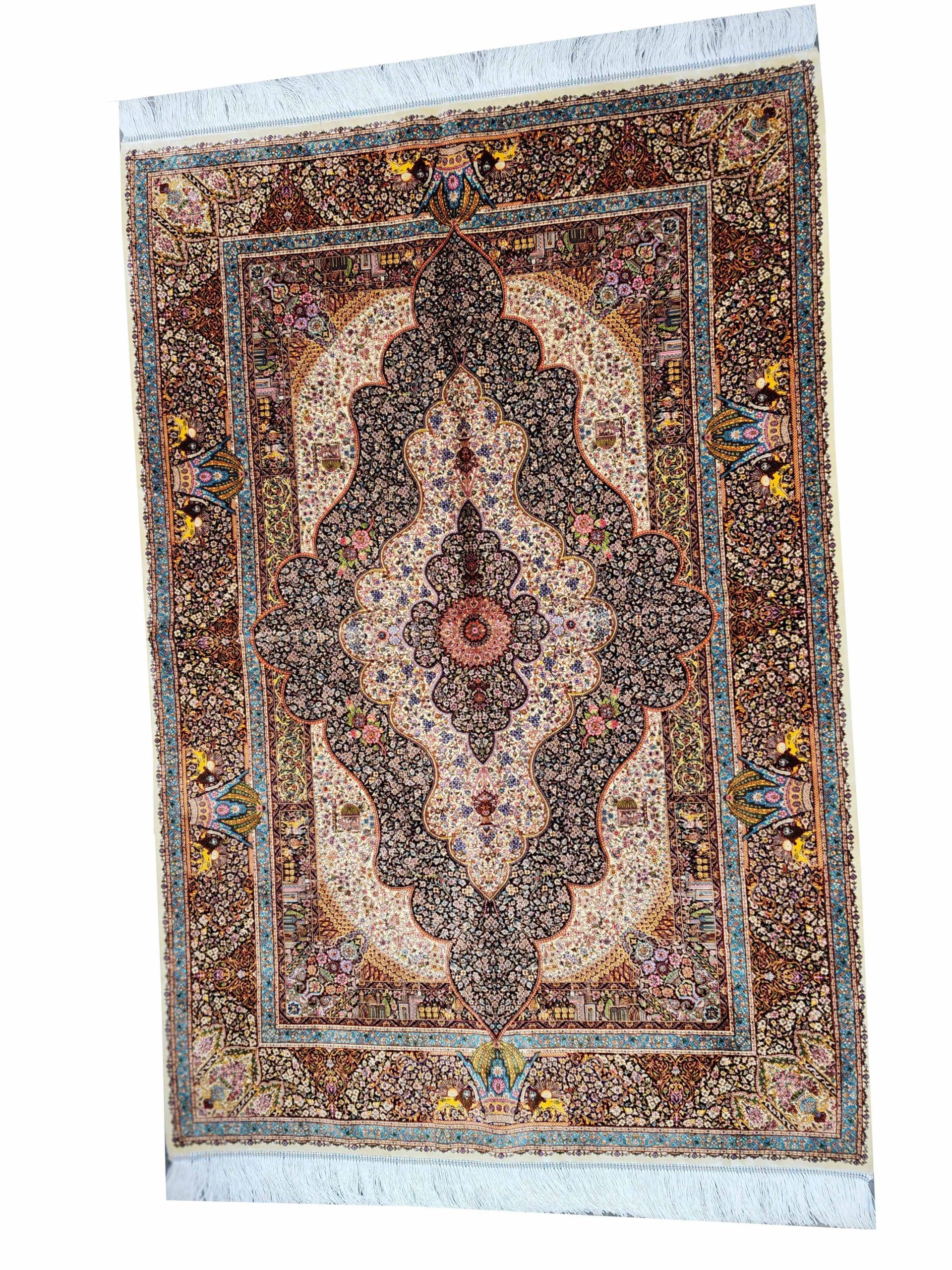 Persian Medallion - Persian Silk Carpet 180 x 120 CM - Image 5