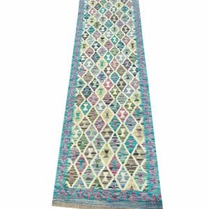 Indigo Drift – Chobi Kilim Runner 290 x 86 CM
