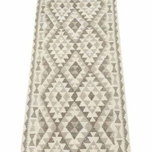 Charcoal Drift – Natural Kilim Runner 295 x 86 CM