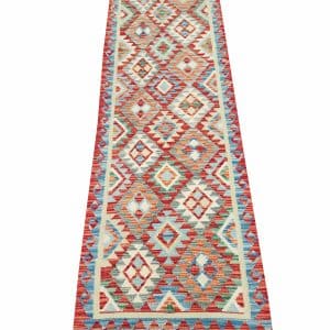 Denim Rose – Chobi Kilim Runner 247 x 77 CM